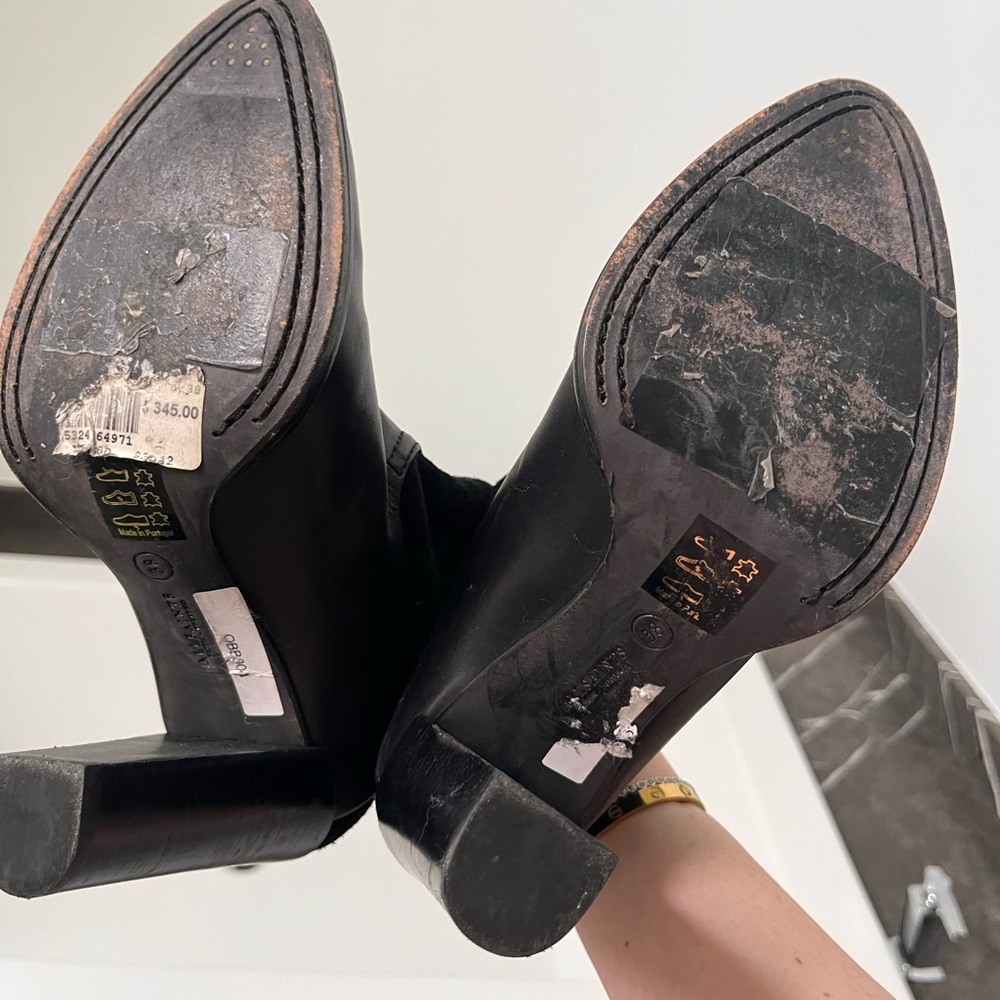 All Saints Leather and Suede Heeled Bootie
